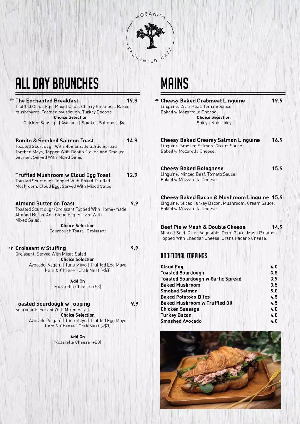 mosanco enchanted cafe drinks menu