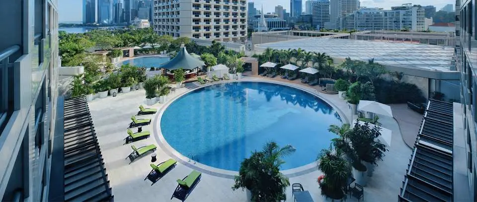 aerial view of pool area on fairmont rooftop
