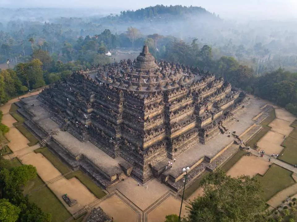 Aerial view of Borobudur Temple