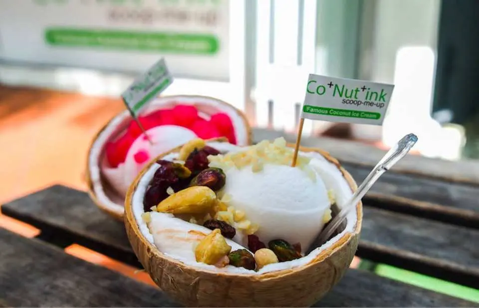 Good ol fresh coconut water to quench your thirst, or more 'meaty' treats like coconut flesh shakes, coconut ice-cream and icy desserts served in an actual coconut with a host of toppings.