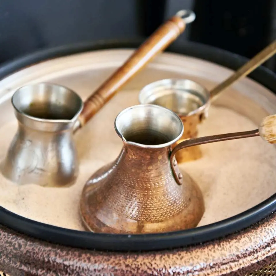 Taking a Turkish coffee making course