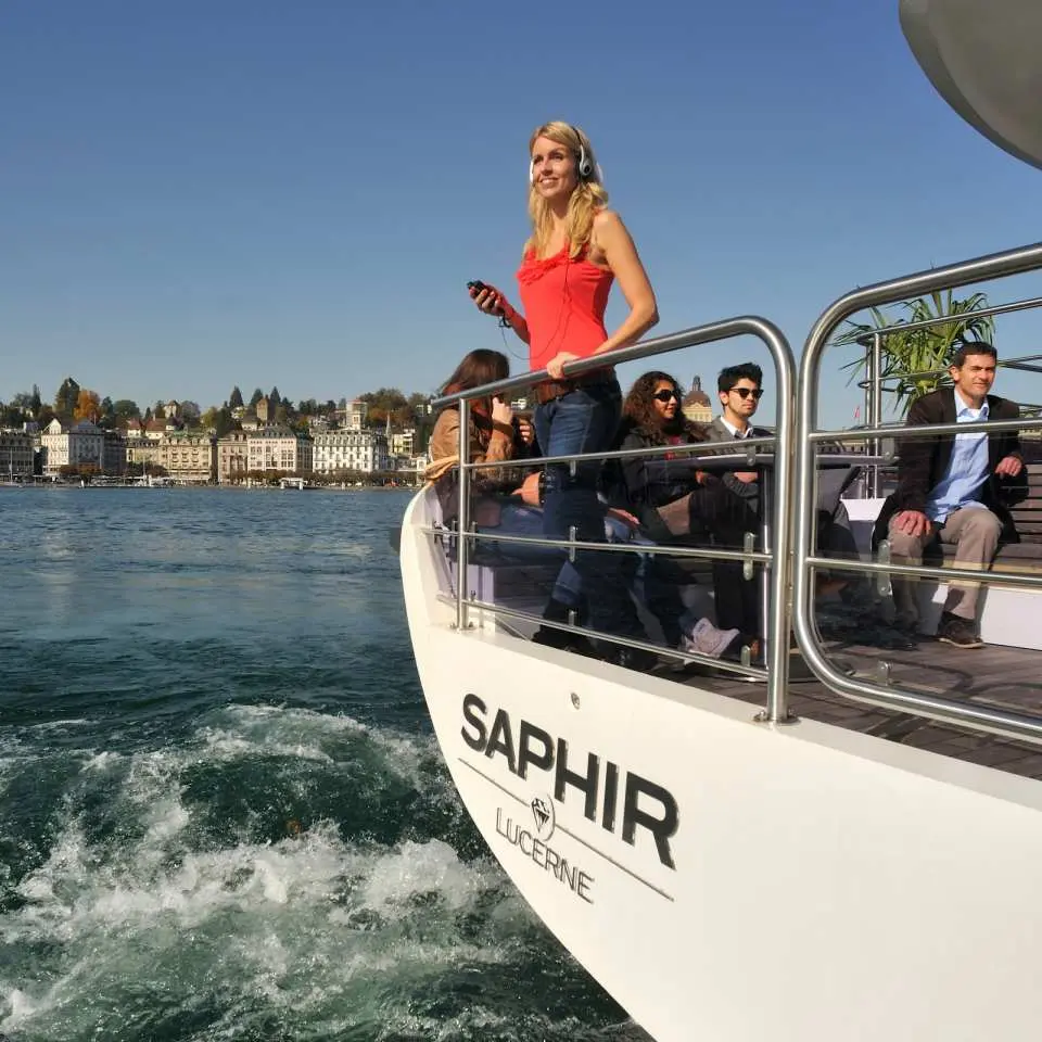 Listen to the audio guide on board equipped with 12 different languages that you can choose from