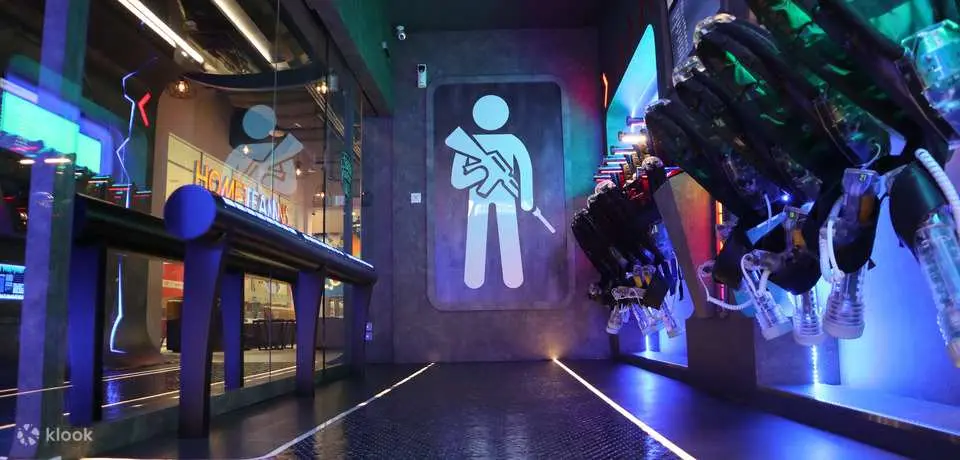 Practice your aim as you target your opponents' vests and hide from the opposing team