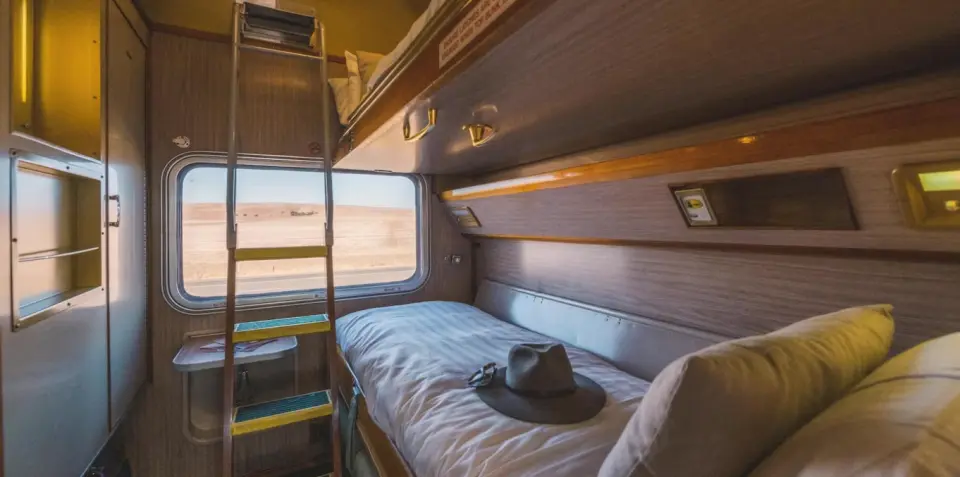 Gold Twin － While in your cabin there’s a three-seater lounge by day that converts to a comfortable sleeper by night, with upper and lower berths and private en suite