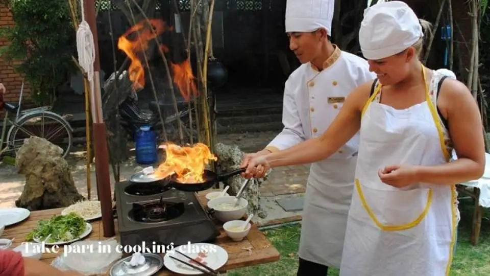 Visit Ho Chi Minh Agricultural Villages (in Cu Chi District) to see rural life such as cow areas, buffalo areas, rice fields, fish, and prawns. Join in cooking class with three dishes and 1 dessert and enjoy your achievement