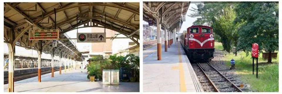 ทางด้านเหนือของไทเปในเดือนแรกคือจุดนั่งรถไฟ Alishan Forestry Railway