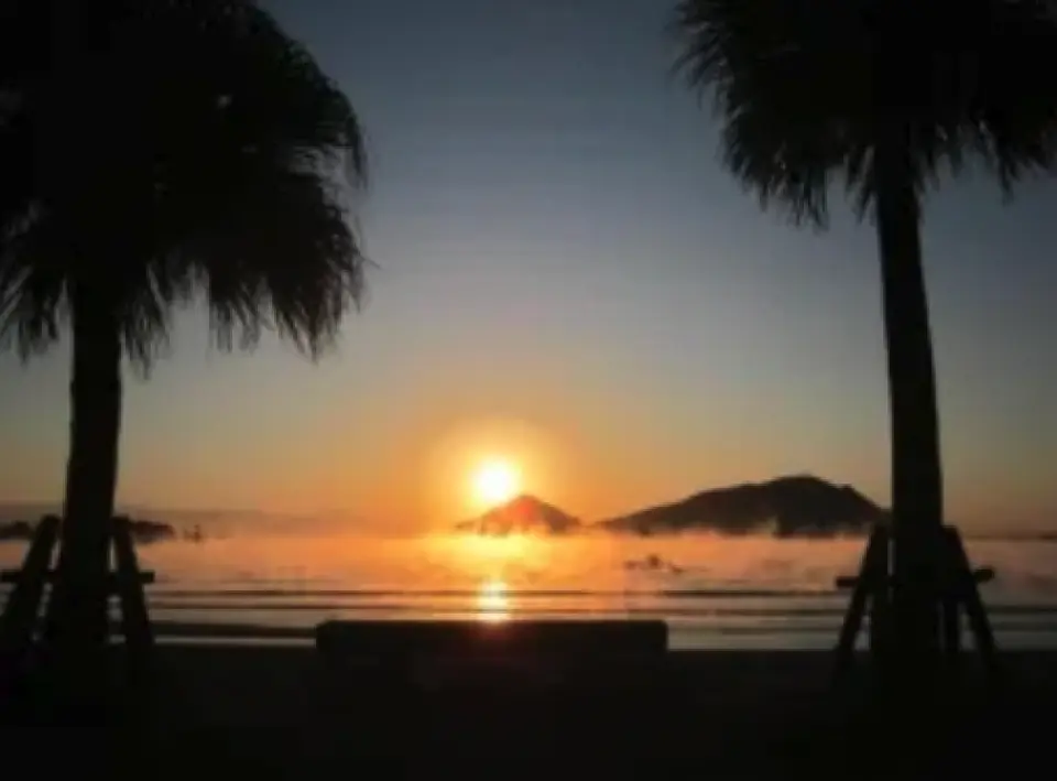 Sunrise from Oshima, symbol of Nichinan