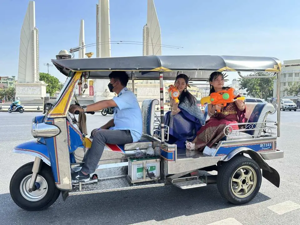 Hop on a tuk-tuk and get ready for a fantastic water battle on Silom Road!