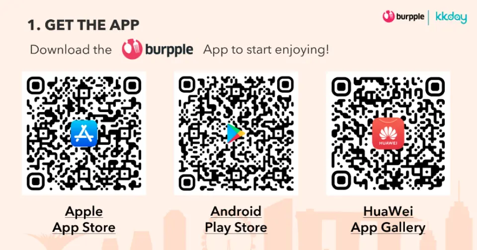 使用方法ステップ1：KKdayでバウチャーを購入し、Burppleアプリを入手します