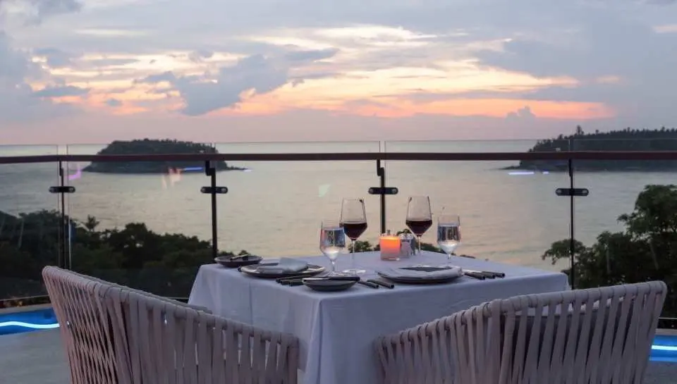 Indulge in the flavorful dinner with a sunset view