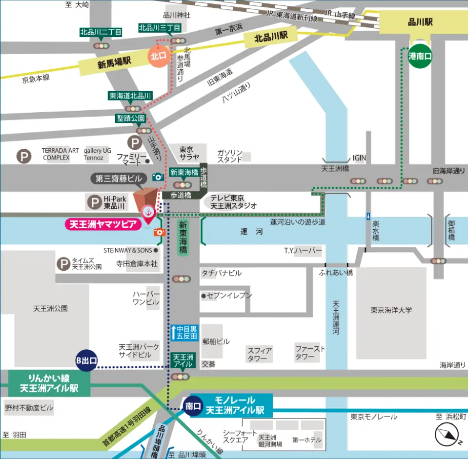 乗船場所「天王洲ヤマツピア」周辺地図