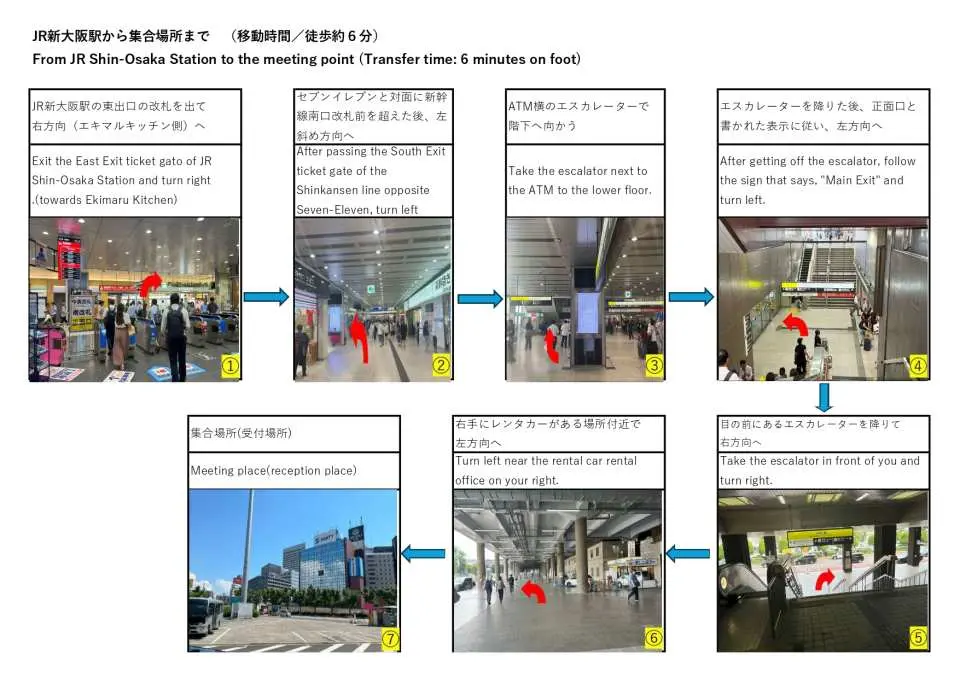 JR新大阪駅から集合場所まで案内