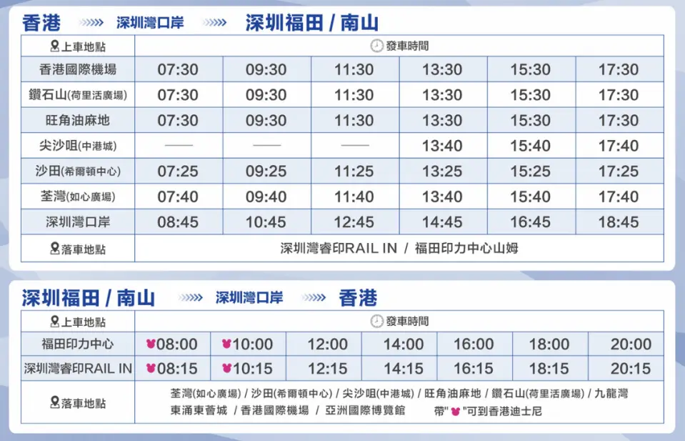 Futian Intime Timetable
