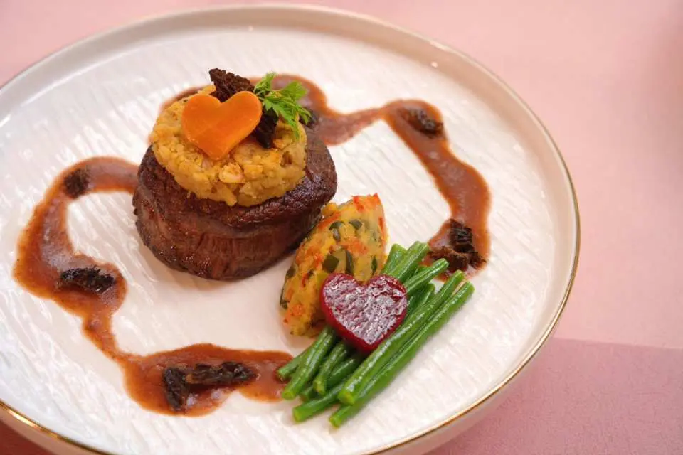 Pan-Seared Beef Tenderloin with Braised Mixed Vegetables and Morel Mushrooms
