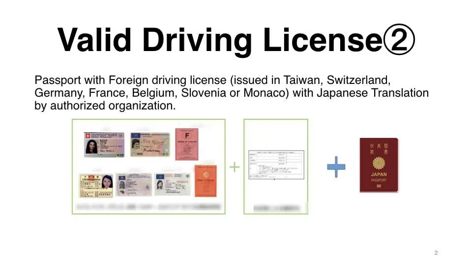 อธิบายรายละเอียดว่าใบขับขี่จากบางประเทศ (เช่น ไต้หวัน สวิตเซอร์แลนด์) จำเป็นต้องมีหนังสือเดินทางและการแปลภาษาญี่ปุ่นโดยองค์กรที่ได้รับอนุญาตจึงจะสามารถขับรถโกคาร์ทในญี่ปุ่นได้อย่างถูกกฎหมาย