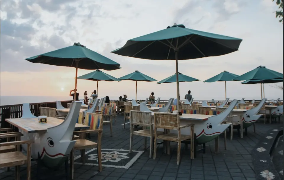 Relax in a tented, chill-out zone located in the scenic peninsula area, offering stunning views and a serene atmosphere.
