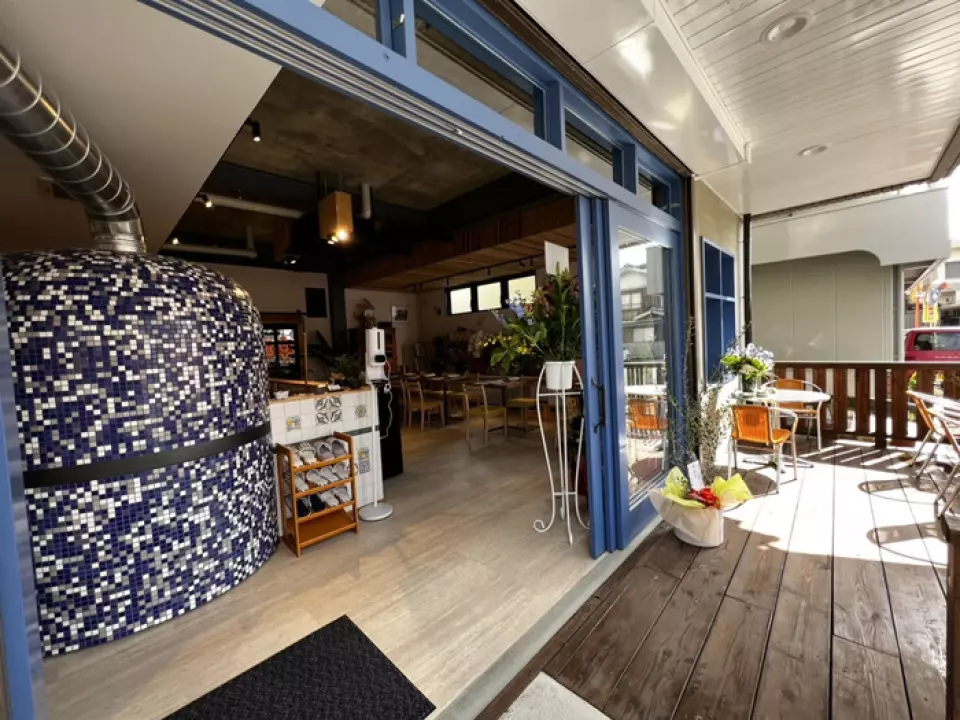 In addition to counter and table seating, there is also a private room in the back, and terrace seating.