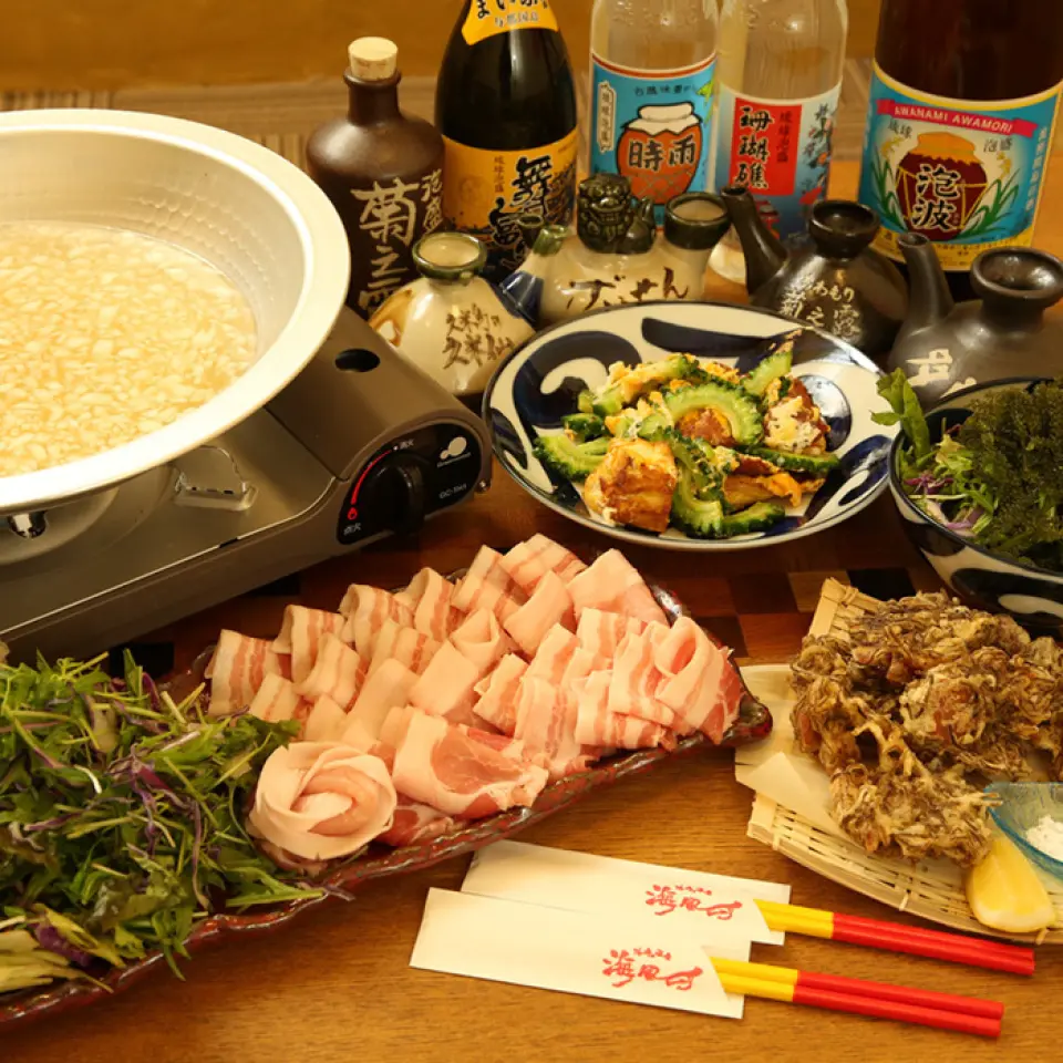 We have two types of courses with all-you-can-drink options recommended for various banquets♪《[Specialty] Agu Pork "Mizore" Shabu-shabu》Our top recommendation! A hearty course where you can fully enjoy Okinawa's famous "Agu Pork" in shabu-shabu◎ Enjoy a nutritious hotpot with a beer in hand♪《Umi-fu Banquet Course》A large collection of Okinawan cuisine made with plenty of carefully selected ingredients and creative dishes unique to Umi-fu! You can enjoy our popular menu in a casual atmosphere♪