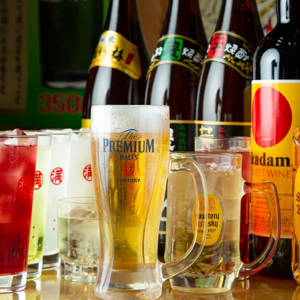 We recommend getting the 2-hour all-you-can-drink option when visiting our restaurant! For 1,650 yen, you can enjoy all-you-can-drink from over 50 types of drinks, including highballs and sake! You can eat, drink and spend a satisfying time♪ Of course, we also have a full menu of regular drinks◎ We have a wide variety of drinks, from standard beers to specialty shochu. We also have fresh chuhai and highballs made with local fruit juice directly from Fukuda Farm◎ They are easy to drink even for those who are not used to alcohol♪