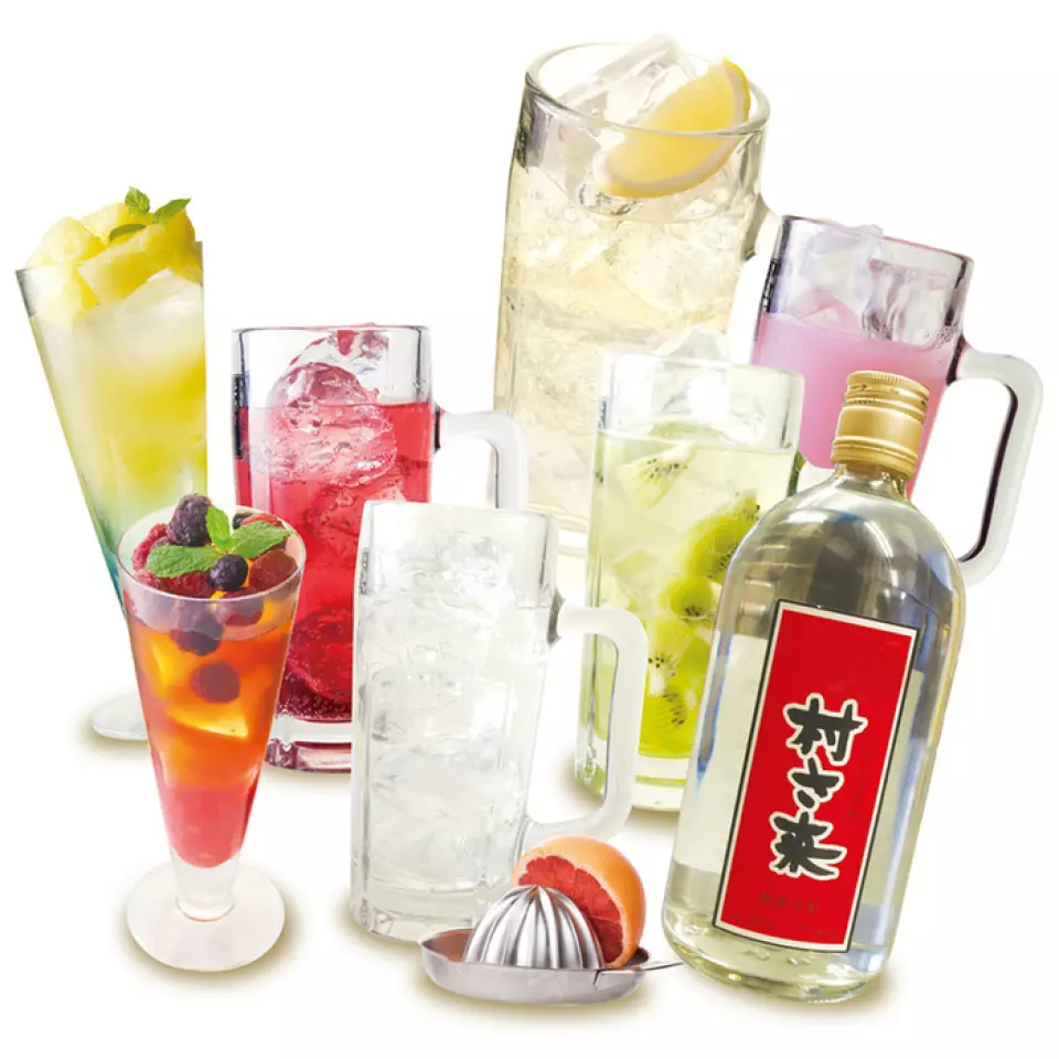 超過150種飲料，視覺上色彩繽紛！ ！其中，價格合理的舒海（shuhai）從240日圓起是富拉村的特產！我們以豐富的啤酒、葡萄酒、初海、雞尾酒等大家都可以享用的陣容恭候您的光臨♪