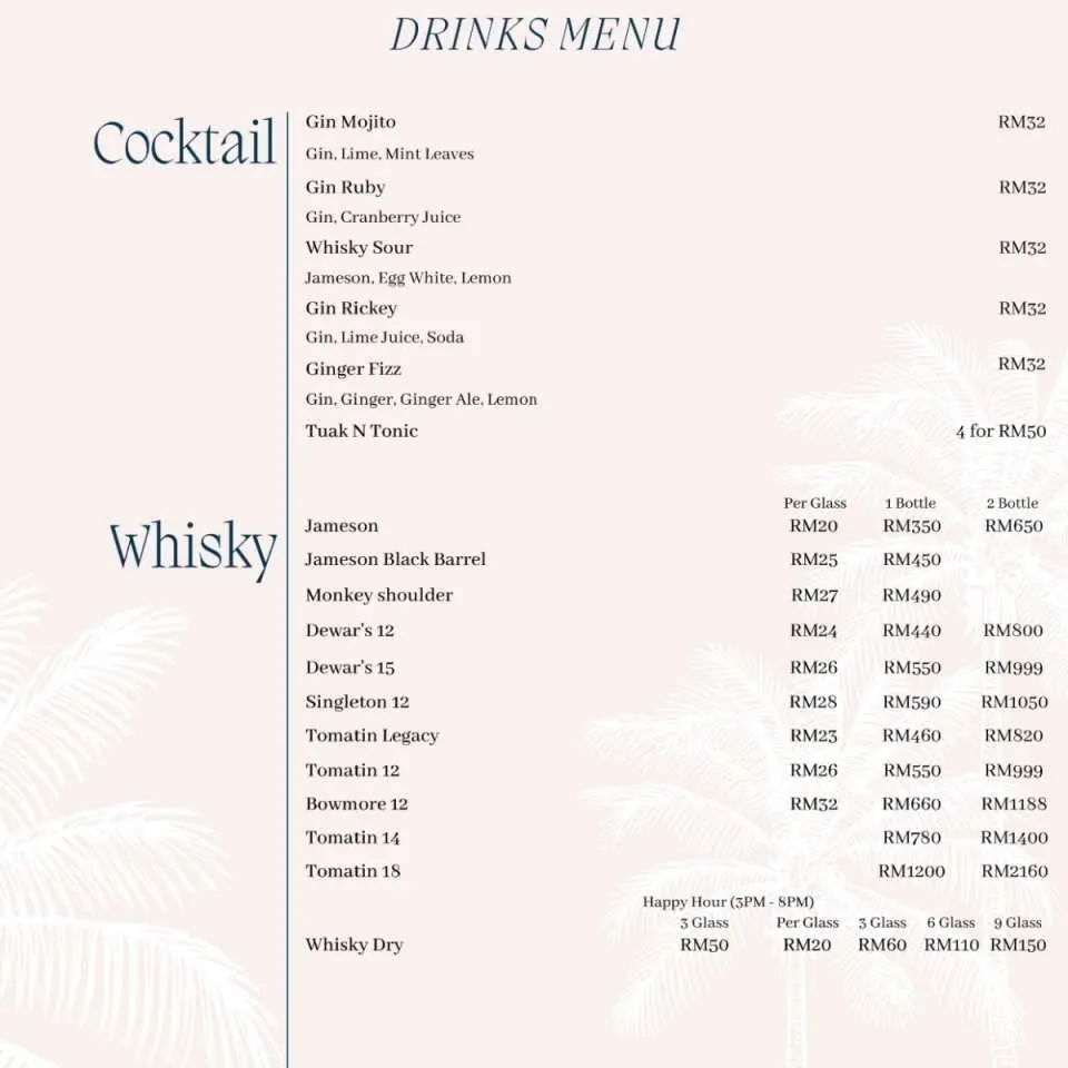 Menu (For reference only)