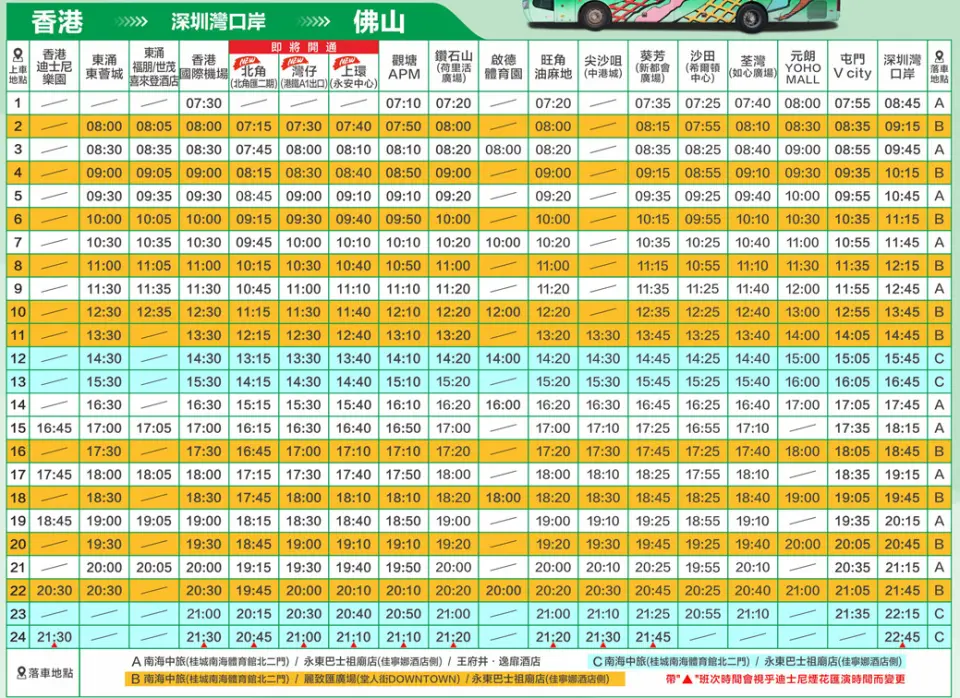 佛山線時間表