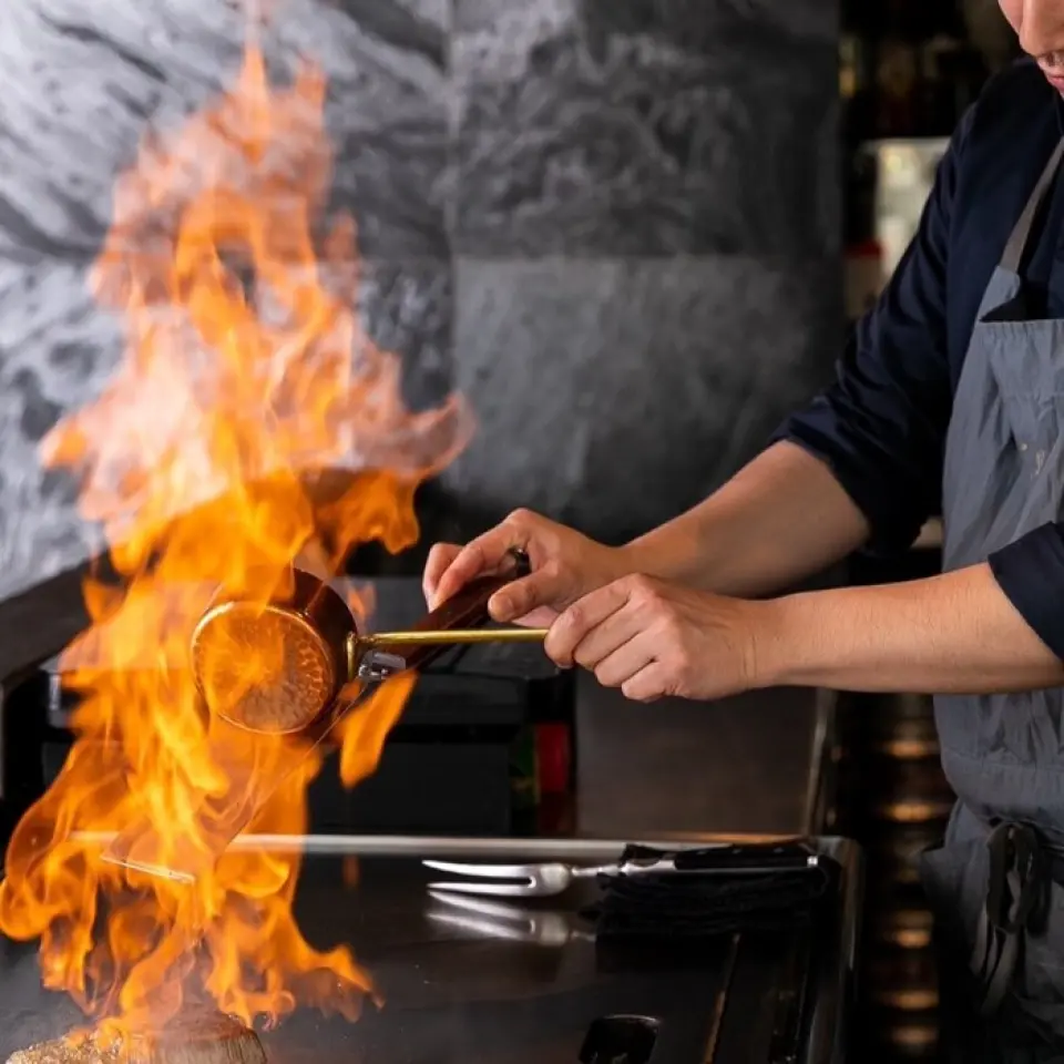The counter seats offer a prime location with dynamic presentations unique to teppanyaki.