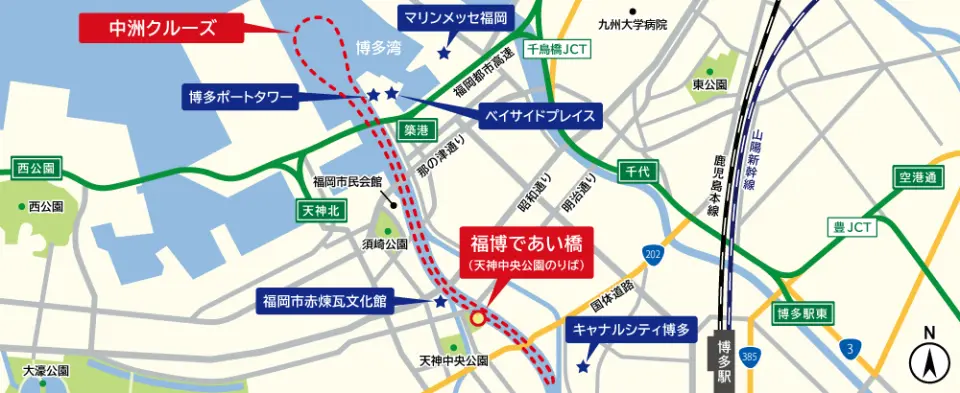 中洲航線圖（全程約 30 分鐘）