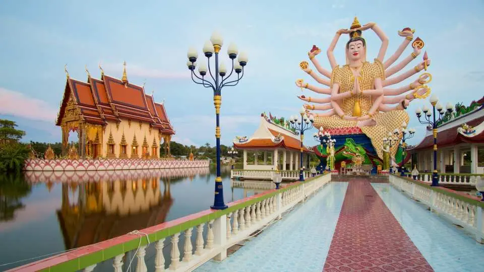 Explore the ancient Wat Plai Laem, home to the striking 18-arm Guanyin statue and a serene Phra Sangkajai statue.