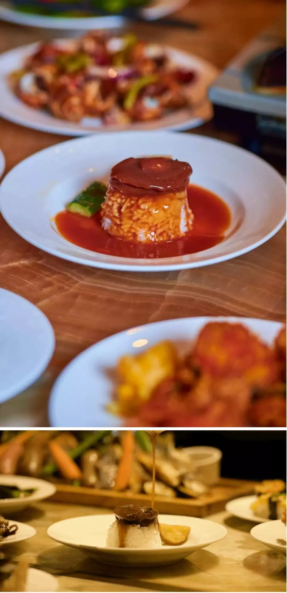 贈送位上鮑汁扣四頭鮑｜鮑汁作為粵菜中的經典調味汁，其精良的做法不僅注重食材的選擇與搭配，還講究烹飪的火候與技巧，再配上又靚又肥美的“四頭鮑魚”，Q彈的口感仿佛在嘴巴跳舞～