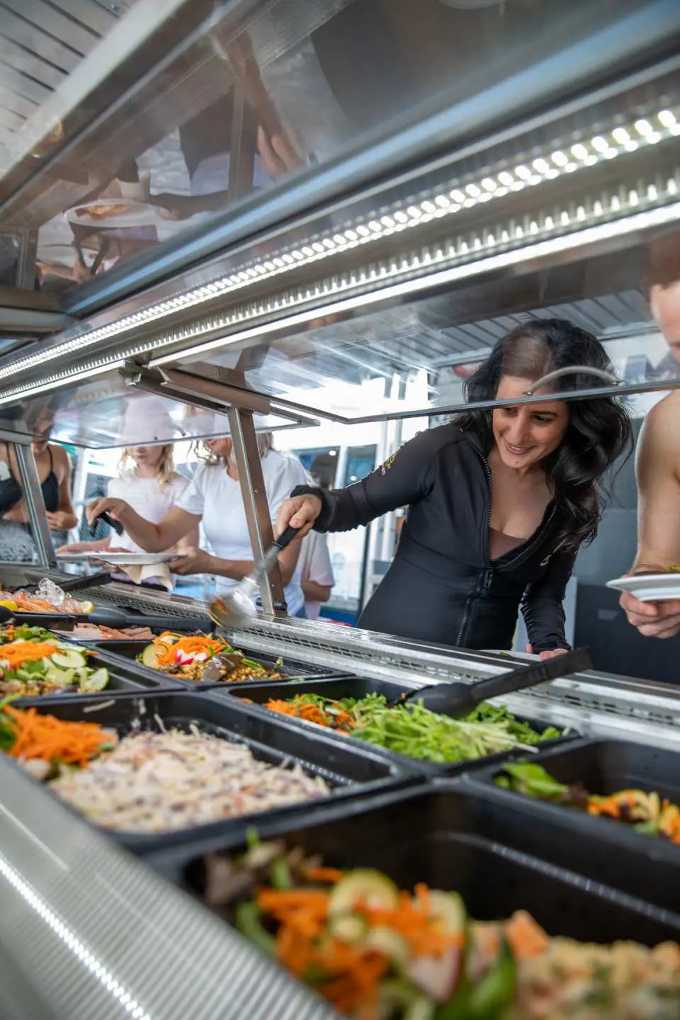 Enjoy a buffet lunch on board the pontoon.