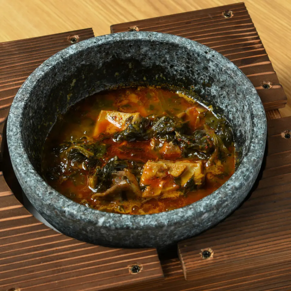 A menu inspired by "Lambredotto," a local dish from Tuscany, Italy, in which the fourth stomach of a cow is stewed until tender.