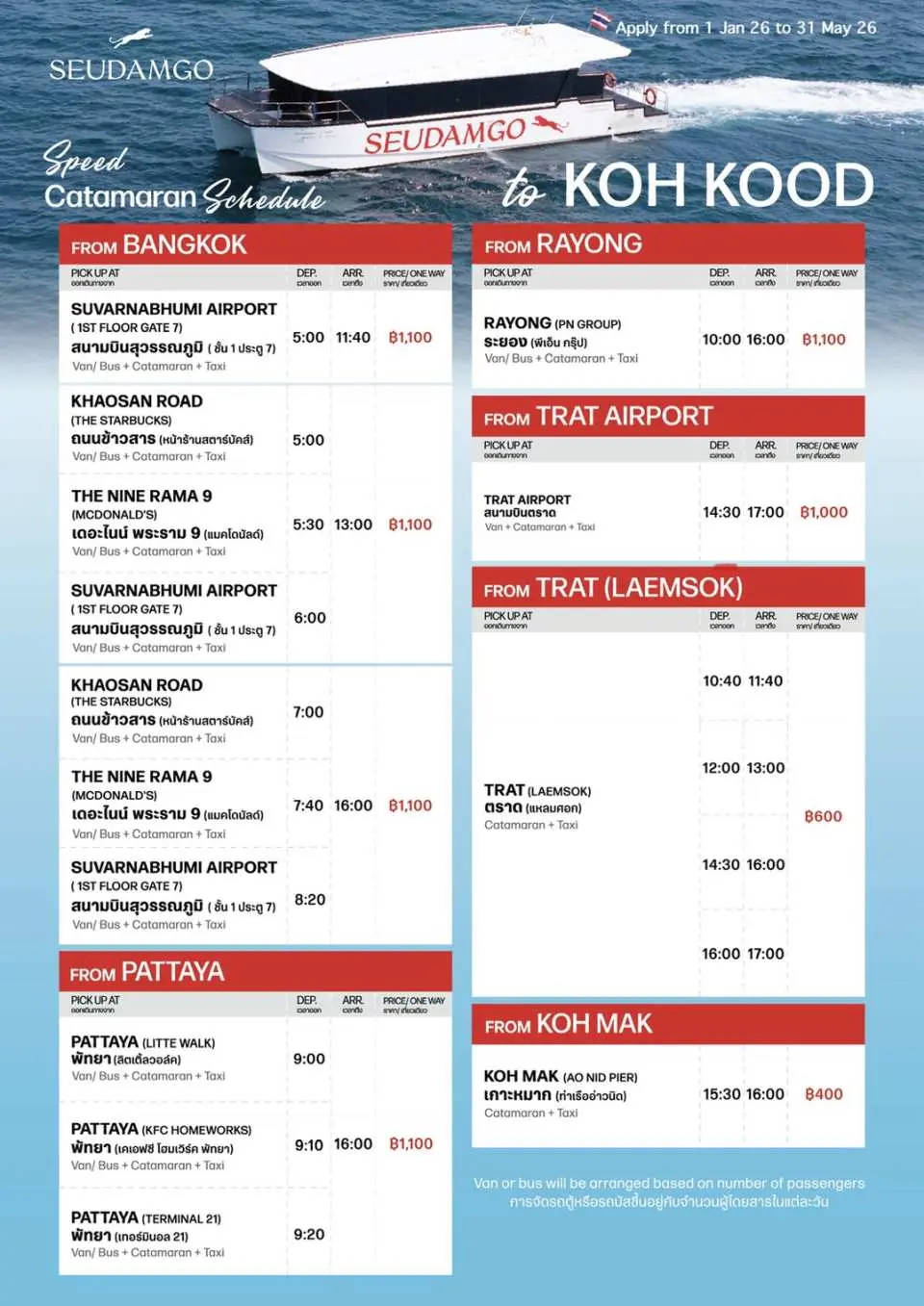 To Koh Kood Catamaran Schedule