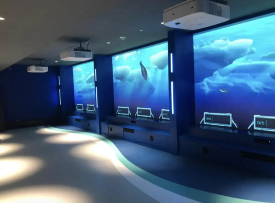 基隆海科館8K海洋劇場，大型螢幕播放著壯麗的海底世界影像，提供觀眾身臨其境的視覺饗宴，是親子教育與娛樂的絕佳場所。