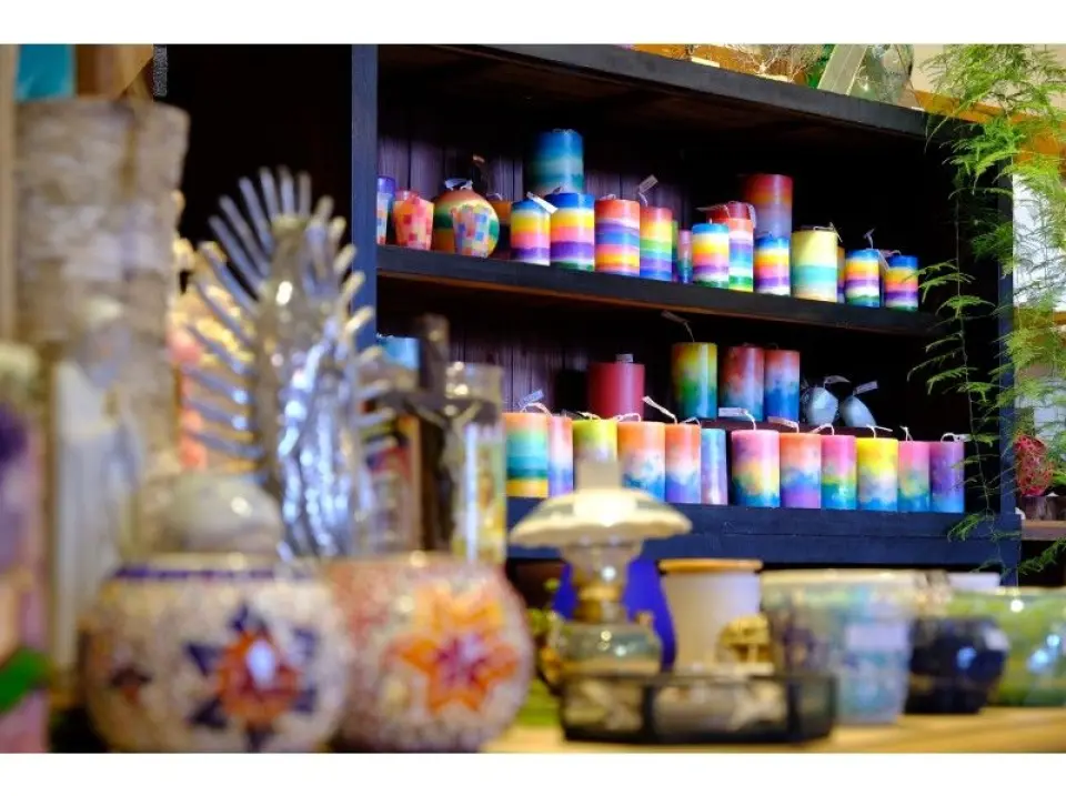 A specialty shop with a colorful selection of works