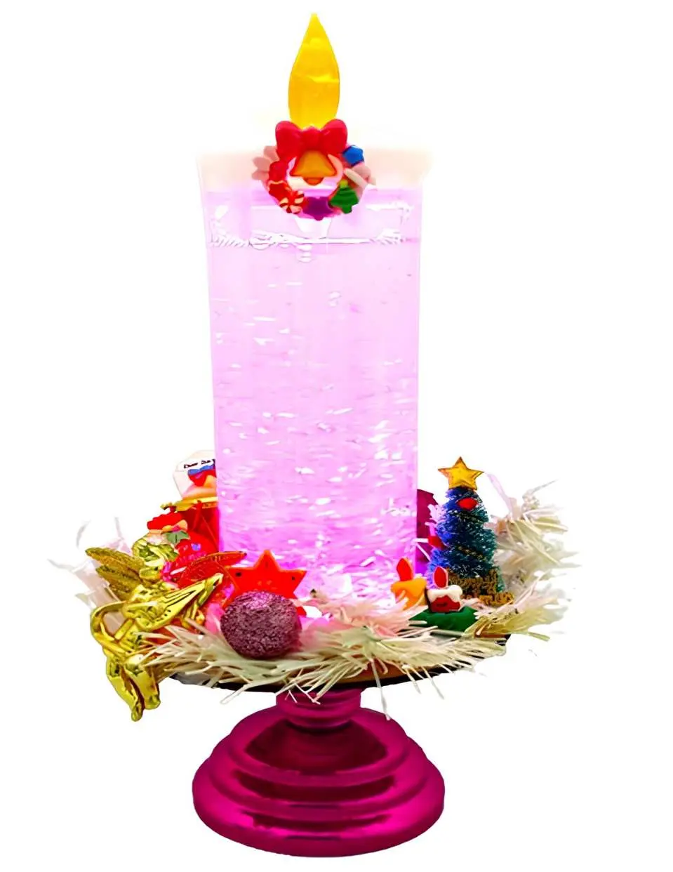 蜡烛雪球 | 新品！闪亮蜡烛雪球（含USB接口）。在LED蜡烛周围制作装饰底座，然后加入水和粉末，即可完成雪球制作。尽情享受七彩闪耀雪花的奇幻世界。也可使用AAA电池。
