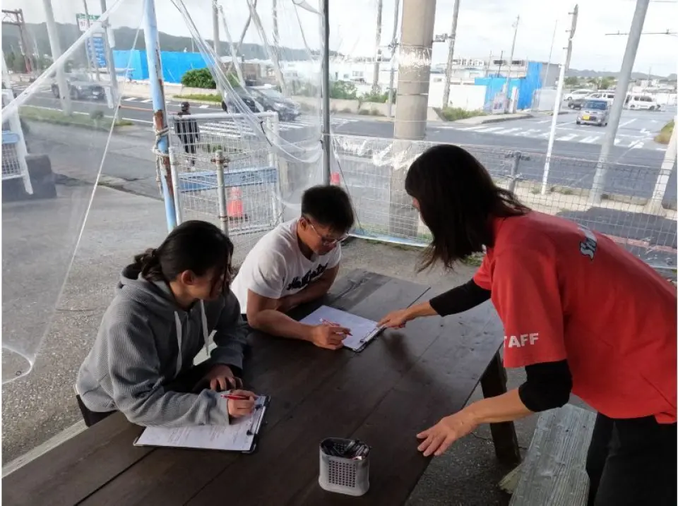 Registration. You will fill out an application form for insurance and undergo a health check.