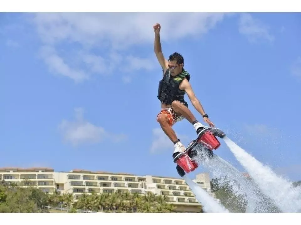 A flyboat that leaps into the air using a water jet