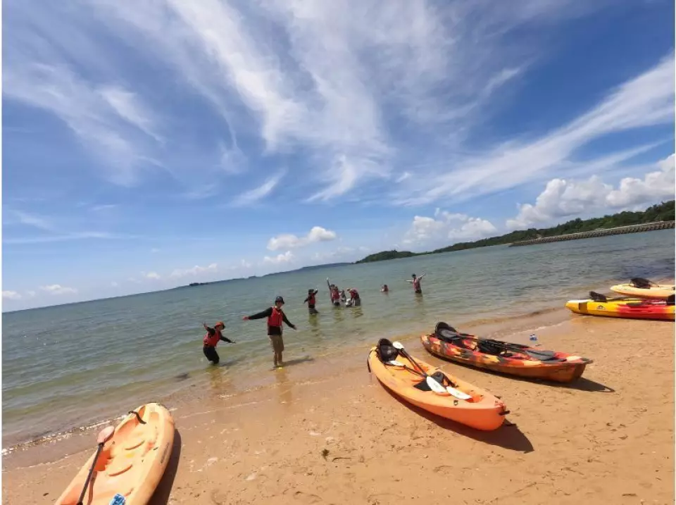 最終目的地で海水浴