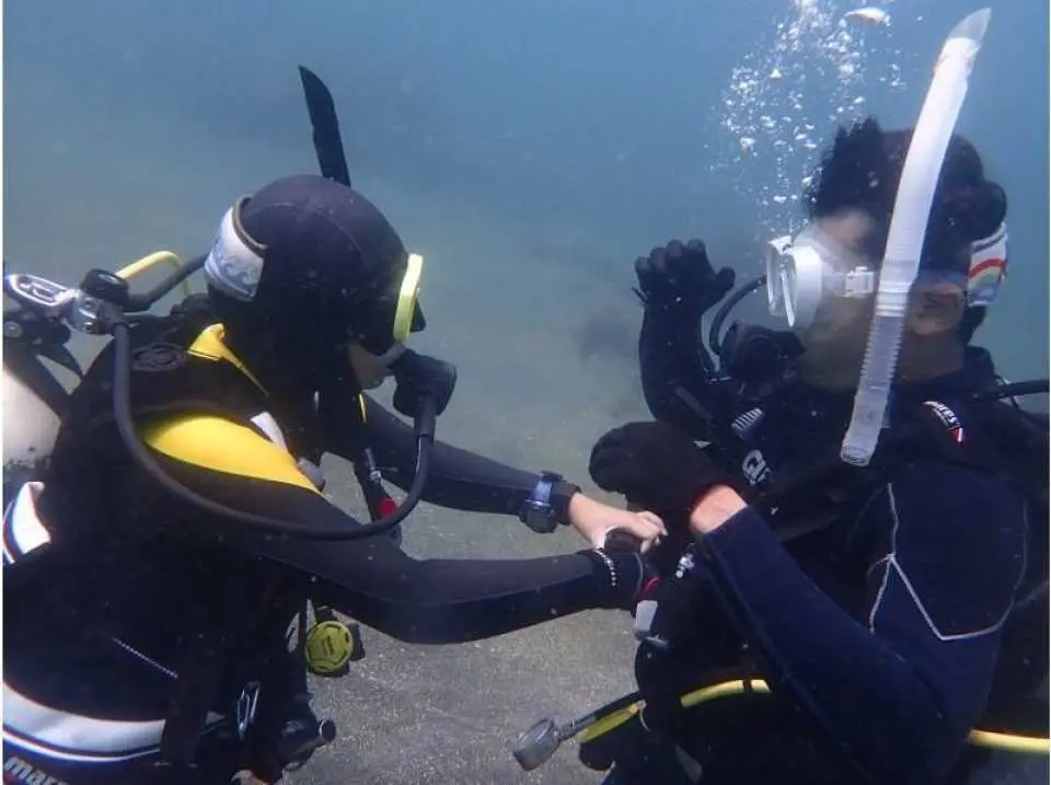 初めての海！（2日目）。海洋実習1日目
浅場でまずは海に慣れる時間です！
（プールで行ったスキルを実際に海でおこないます）