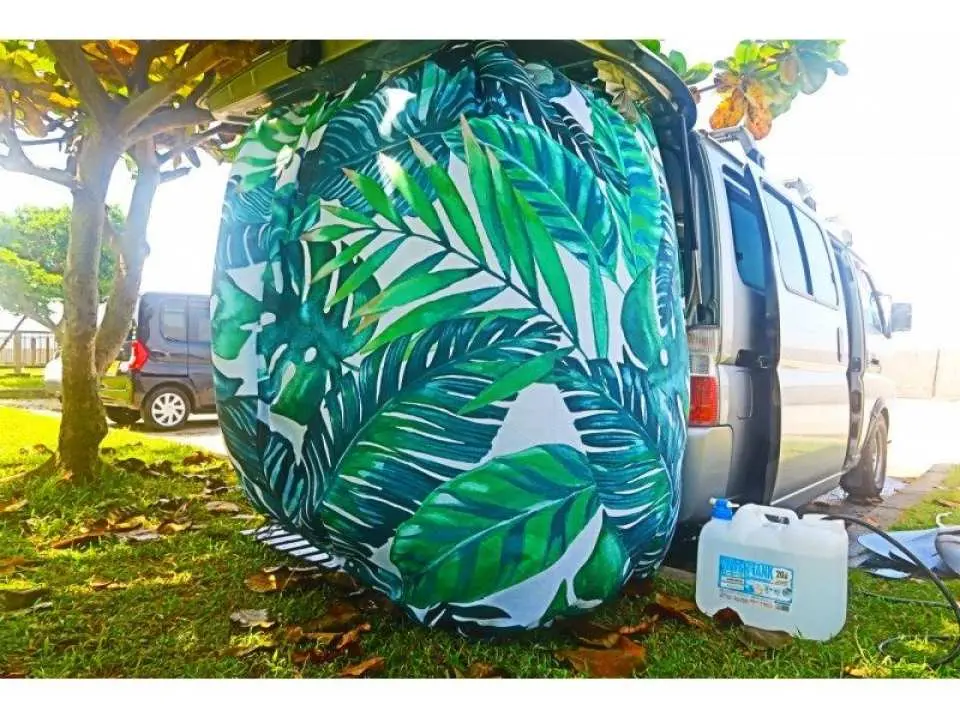 Changing clothes. We have a changing tent available, so please change into your clothes.