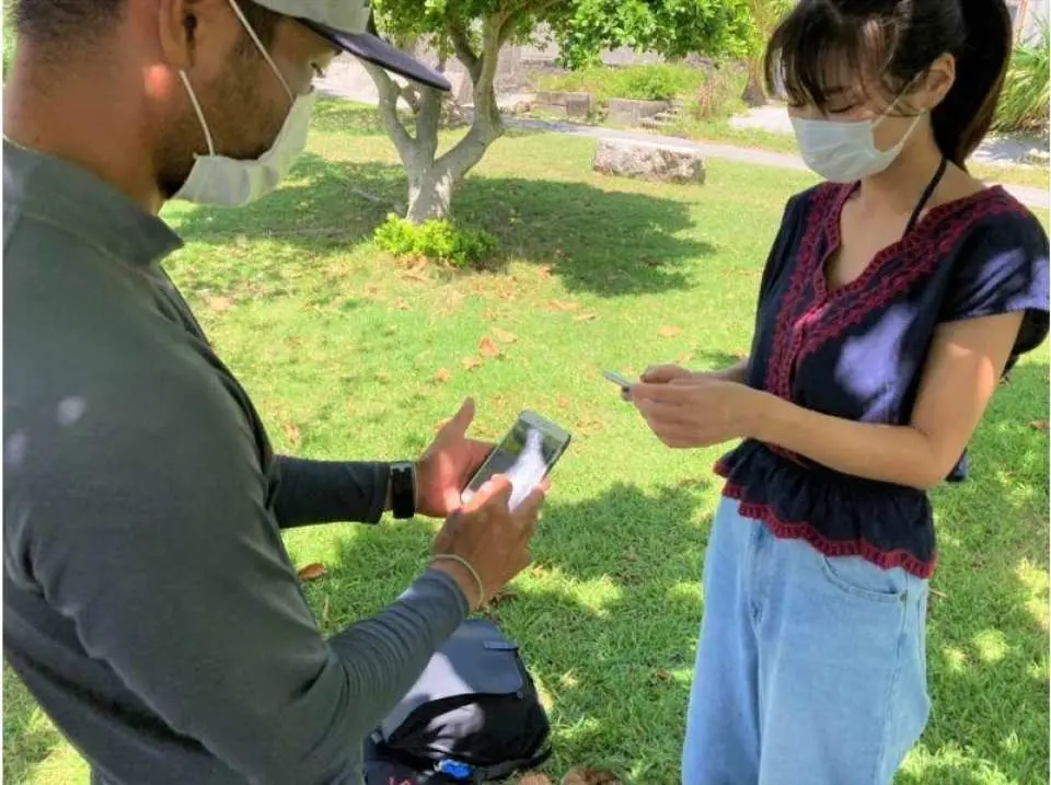 データ受け取り・解散。ツアーの写真をAir drop、ラインでプレゼント！すぐにデータを受け取れます。