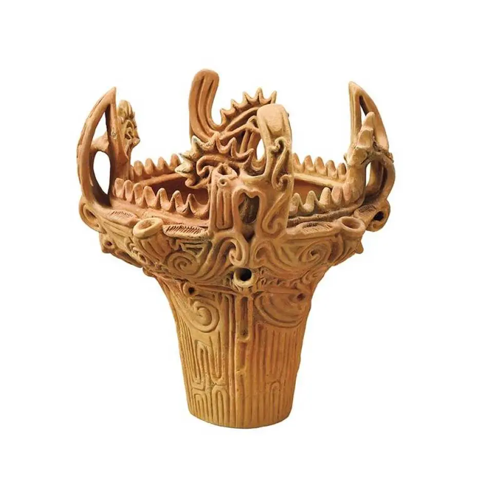 "Jomon pottery, deep bowl, flame-shaped pottery" Excavated from the Iwanohara ruins, Nagaoka City, Niigata Prefecture, Jomon period (middle), Kokugakuin University Museum Collection