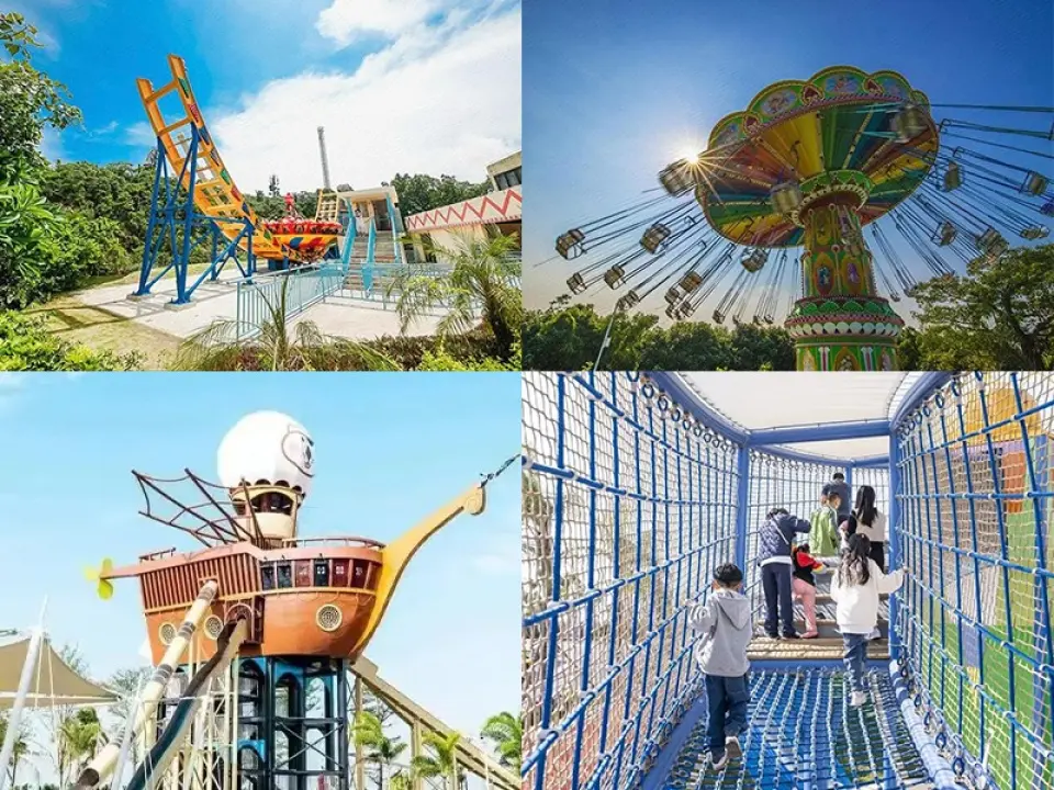 โซนเครื่องเล่นใช้เครื่องยนต์ (หมายเหตุ: ยานรบ E-type ปิดให้บริการชั่วคราวเพื่อปรับปรุงและซ่อมแซม; เรือ Crazy Escape Boat, Vertical Limit, รถไฟเหาะ และเก้าอี้บิน Hurricane Flying Chair ปิดให้บริการชั่วคราวเพื่อการบำรุงรักษาและตรวจสอบ) โซนเครื่องเล่นใช้เครื่องยนต์มีเครื่องเล่นที่ใช้เครื่องยนต์ที่น่าตื่นเต้นและเร้าใจ โซนอาณาจักรที่ไม่ใช้พลังงาน โซนอาณาจักรที่ไม่ใช้พลังงานครอบคลุมพื้นที่ 35,000 ตารางเมตร และมีสิ่งอำนวยความสะดวกที่ไม่ใช้พลังงานกว่า 40 รายการ เช่น Star Chart Plaza, Shipwreck Rescue, Otter Spaceship, Ocean Current Racing, Underwater Fountain และ Interstellar Castle เหมาะสำหรับเด็กทุกวัย