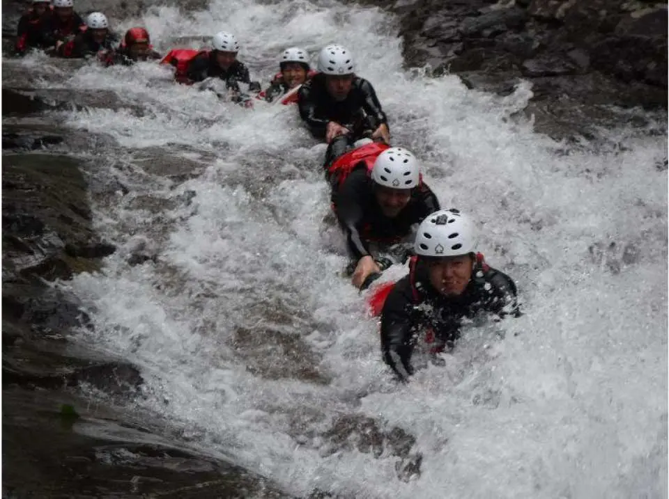 We went down using the slides and jump rocks. We challenged ourselves on the natural water slide! It was incredibly fun!