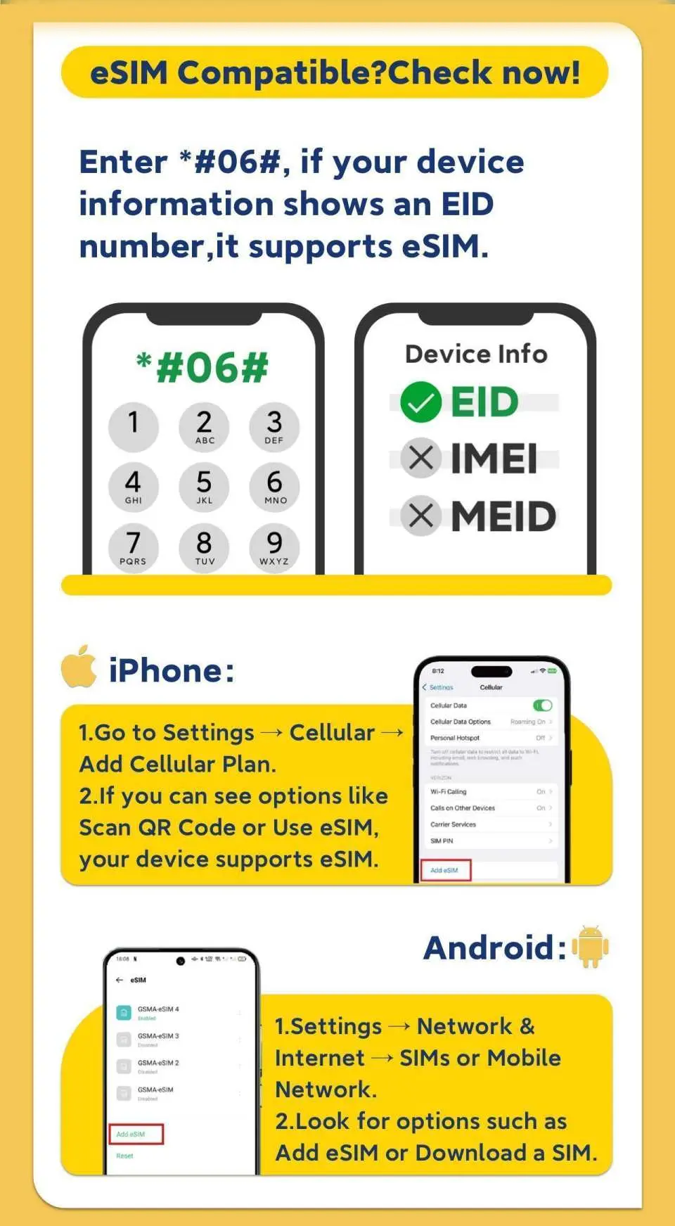 Please confirm that your phone is eSIM compatible before purchasing (cancellations are not accepted after purchase).