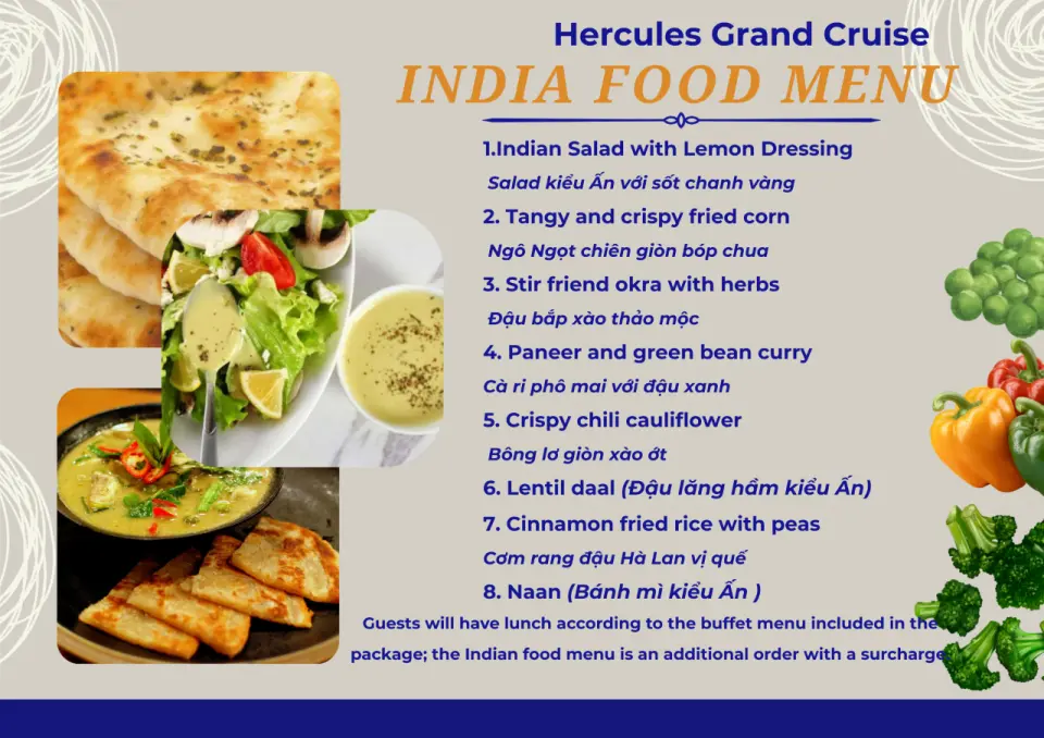 ―クルーズのご案内― インド料理メニュー

インド料理メニューをご希望のお客様は、少なくとも2日前までにご連絡ください。手配させていただきます。