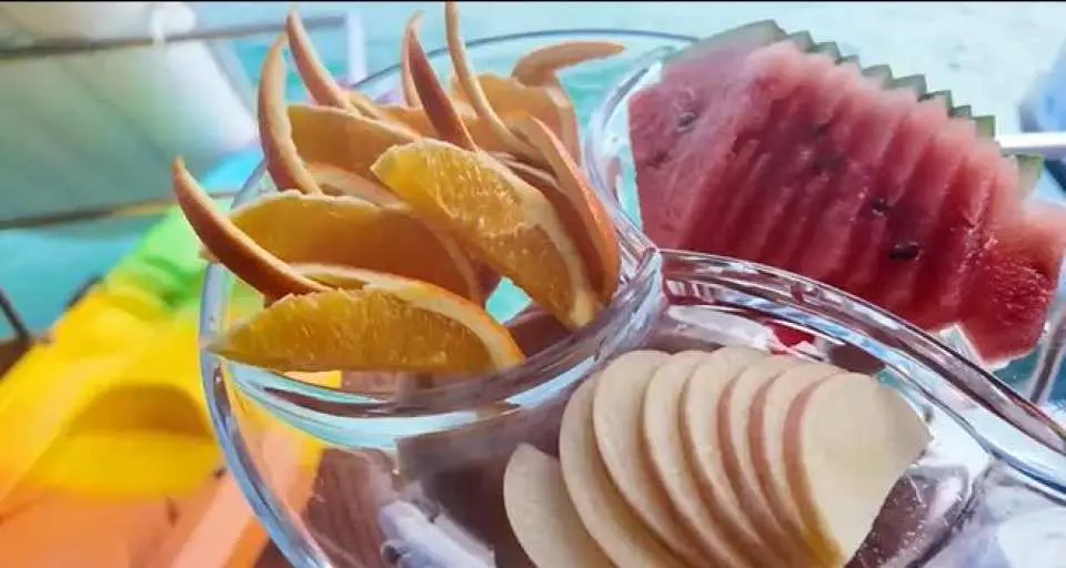 Enjoying Philippines juicy fruits.