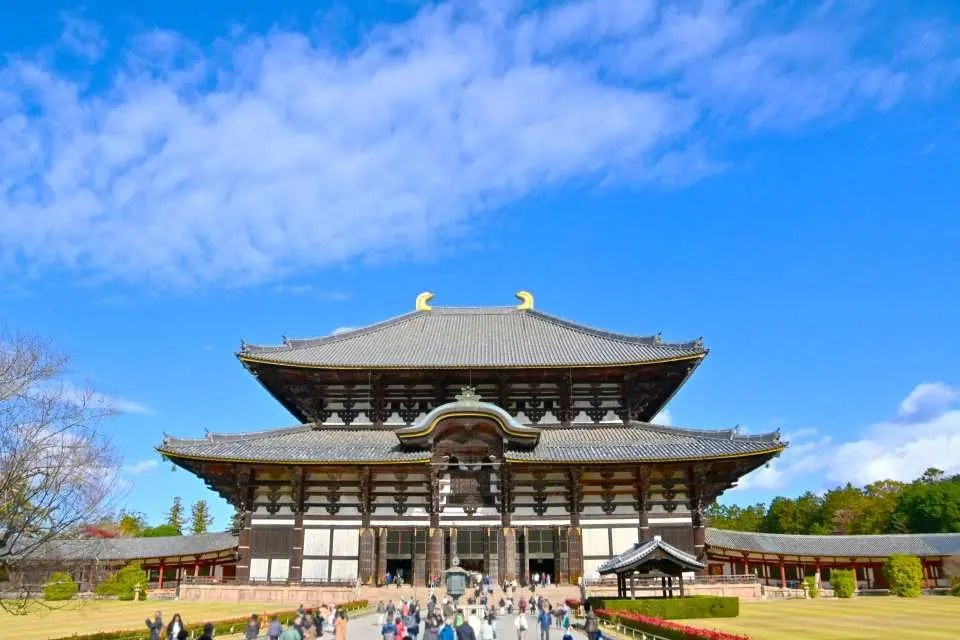 東大寺大仏殿は、日本を代表する世界遺産であり、世界最大級の木造建築物の一つです。高さ約15メートルの奈良大仏（毘盧遮那仏）が安置されており、精緻な古代建築と仏教美術を堪能できます。