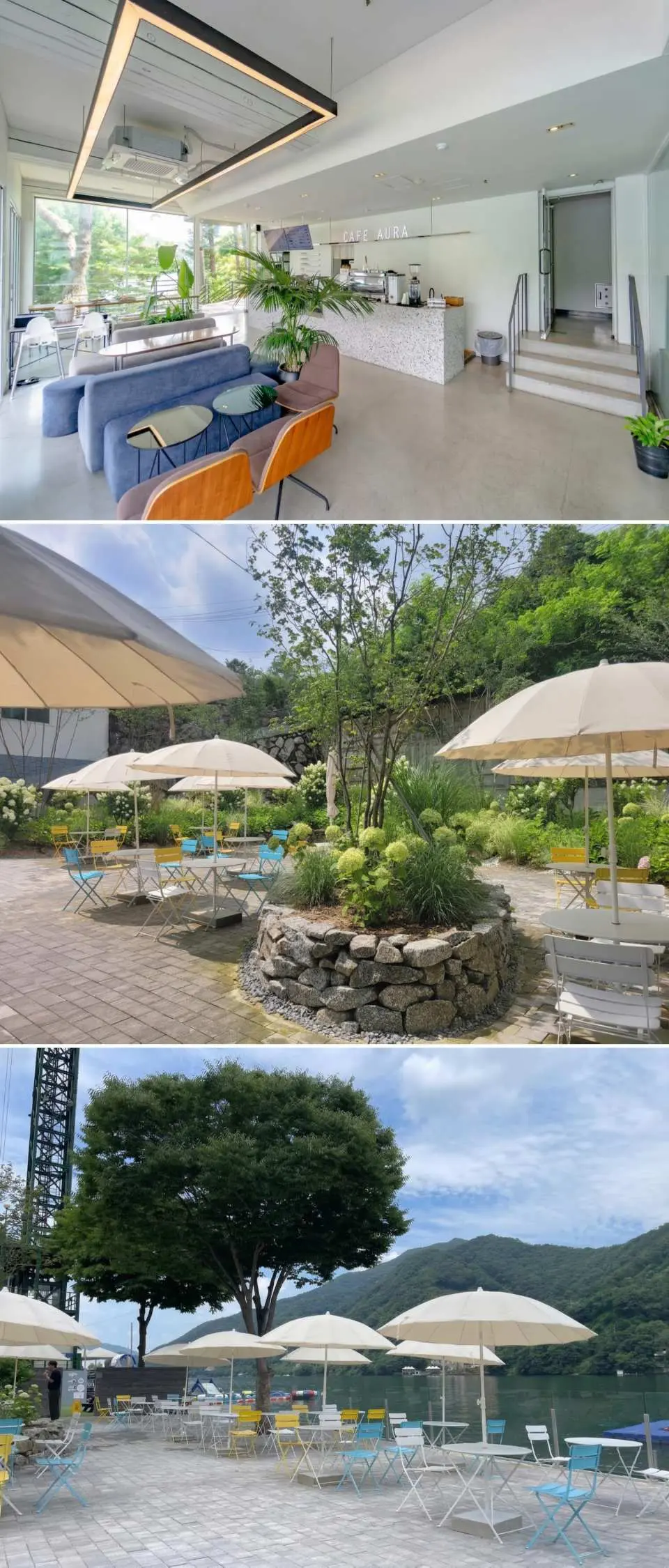 Relax & Recharge at 'Cafe Aura' & Riverside Terrace
Need a stylish break? Visit our luxurious onsite cafe, 'Cafe Aura', featuring full floor-to-ceiling windows for stunning lake views. Or relax under the parasols at our riverside terrace. It's the perfect spot to recharge with K-coffee and tasty treats between rides.